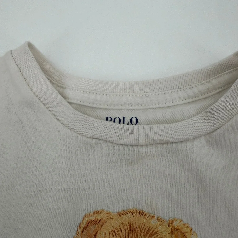 Polo Ralph Lauren Girls Cream Polo Raincoat‎ Bear Graphic T-Shirt Size 4T